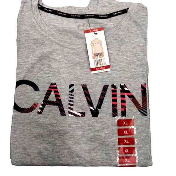 CALVIN KLEIN Ladies Logo Tee In Geo Shift Berry, X-LRG - MSRP $39 -Free Shipping - Picture 2 of 4